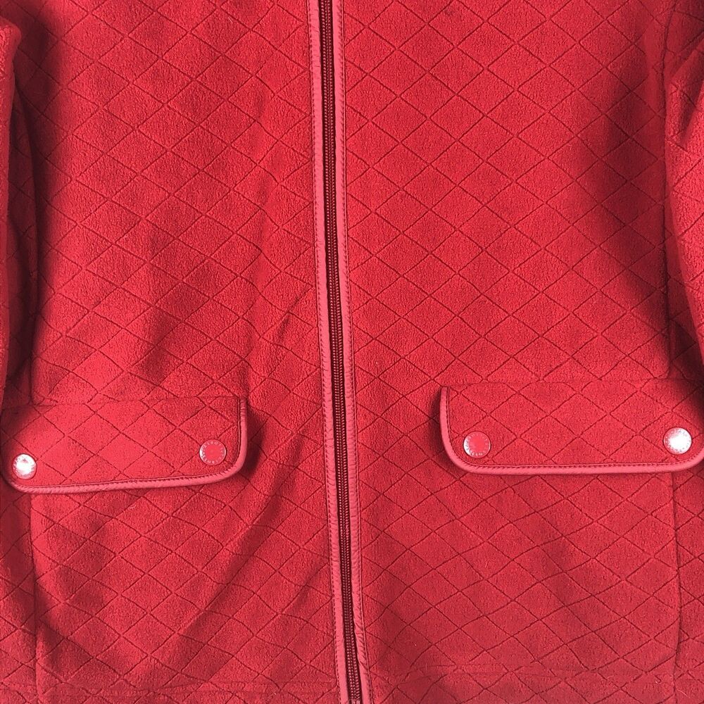 Talbots Womens Quilted Zip Up Jacket sz M Red Outdoor Comfort Fleece Causal - Picture 3 of 7